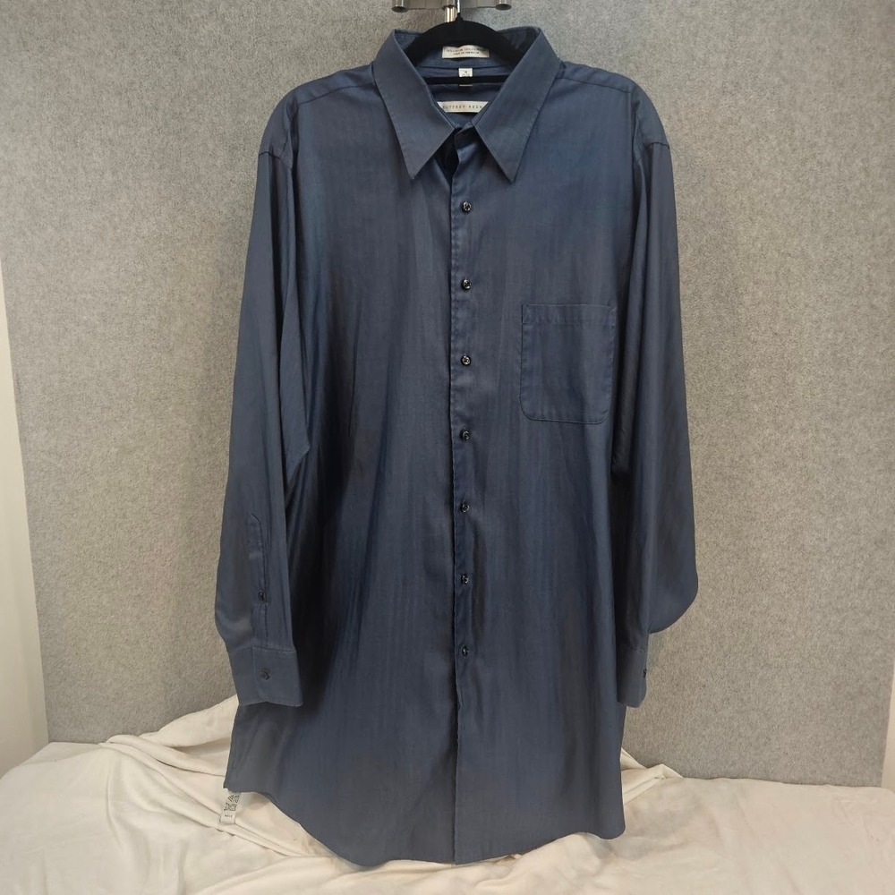 Geoffrey Beene Dark Blue No Iron Dress Shirt Mens 18 35/36 Tall Long Sleeve